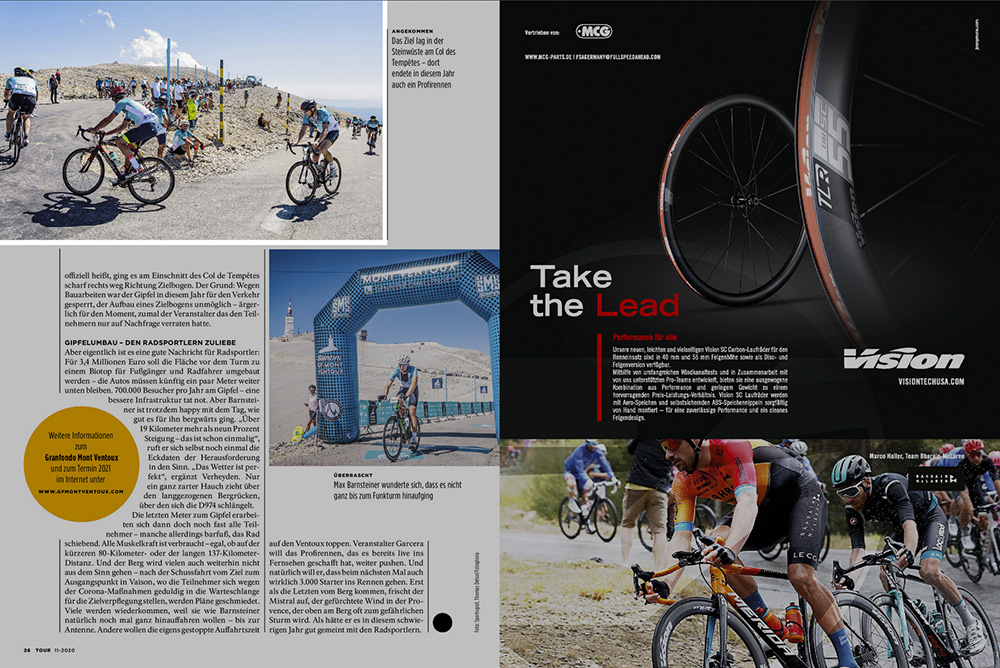 Commande du magazine allemand "Tour" sur la course cycliste "Mont Ventoux Dénivellé Challenge" en temps de Covid-19.